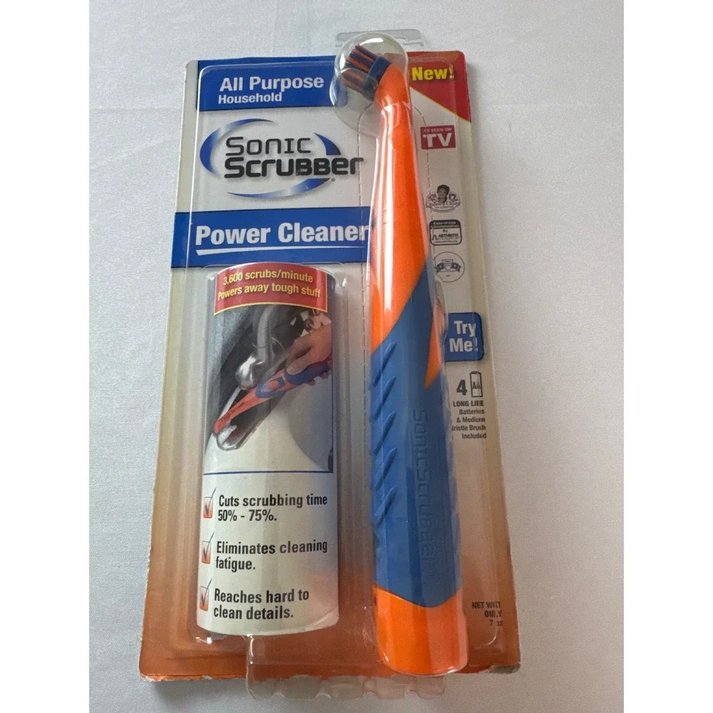 Sonic Scrubber All Purpose Power Cleaner 3600 SPM Household Cleaning Brush NEW